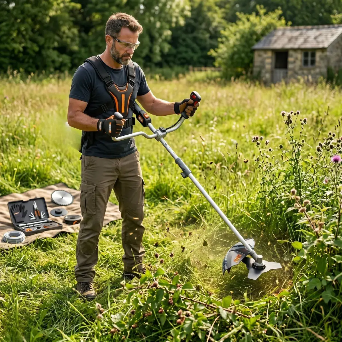 Max Trimmer Pro in azione — taglio potente  sobre  erba alta